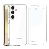 NEW'C Cover per Samsung Galaxy S24 5G Gel TPU in silicone ultra trasparente e 2 × vetro temperato per Samsung Galaxy S24 5G pellicola protettiva per schermo