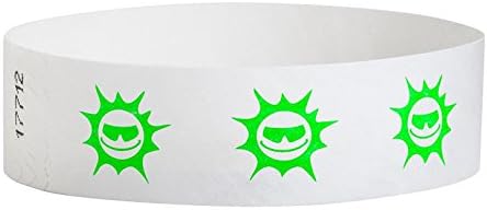 Pulseras Cool Sun Tyvek de 34" para admisión e identificación 500paquete (verde)