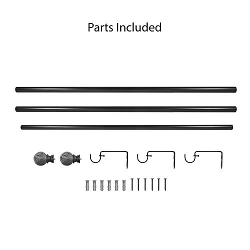 Decopolitan 29653-As72 Marble Ball Single Curtain Rod Set, 72 To 144 Inches, Antique Silver #TOP4