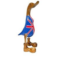 My Family House Hand Carved British Flag Duck Ornament with Welly Boots Fair Trade Novelty Bamboo Root Sculpture Home Decor Indoor Painted Ducks