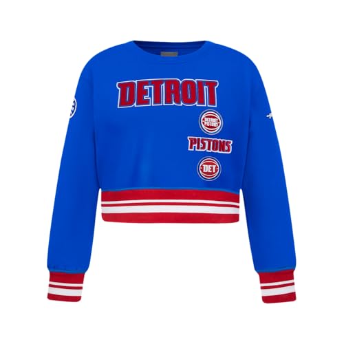 Pro Standard Big Girls NBA Detroit Pistons Retro Classics Crewneck Sweatshirt Royal Blue/Red M