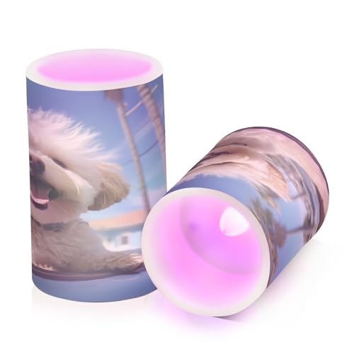 ALAZA Dog (18) Flickering Flameless Candles Battery Operated with Remote Timer,Tea Light Candles LED Pillar Votive Candles Set of 2 for Outdoor Indoor Decorations