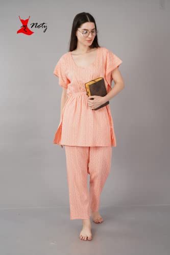 Image of Noty Girl's /Women's- Night Suit Set | Kaftan With Payjama | Rayon Fabric - Printed | Nightdress