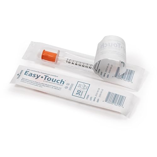 Image of EasyTouch IW U-100 Insulin Syringes (30G 0.5cc 5 /16 inch) - 30 ct. | Individually Wrapped, 50 Unit Capacity, 5 /16 inch Needle Length, Bold Markings for Accurate Dosing, Disposable, Box of 30