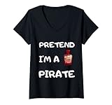 donna maglietta divertente per halloween con scritta pretend i'm a pirate maglietta con collo a v