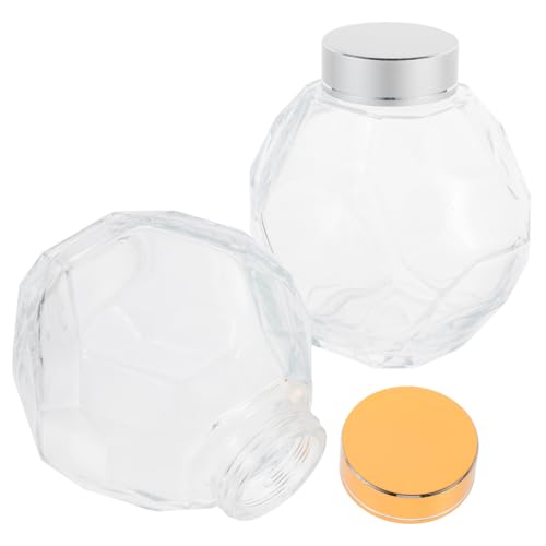 Garneck 2Pcs Clear Honey Jars Transparent Glass Honey Bottles with Lids for Storing Honey Jams and Sauces Kitchen Storage Containers