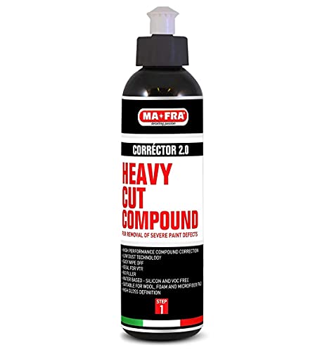 Image of MAFRA Ultimate Formula Corrector 3.0 Heavy Cut Rubbing Compound Polish(250g) for Car Paint Defects, Swirl Marks Scratch Removing | Micro-Abrasive, High Gloss, Water Based|Use-Orbital & Rotary Machine