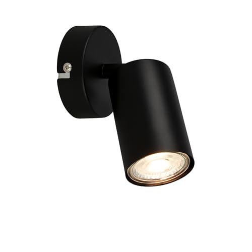 B.K.Licht - EEK A LED Wandleuchte innen schwenkbar, 3000K warmweiß, 2W, 450 Lumen, ca. 50.000h Licht, Leselampe, Wohnzimmerlampe, Lampe, Wandlampe, Küchenlampe, Flurlampe, 8x15,5 cm, Schwarz