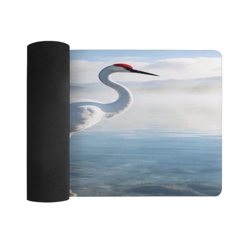 Blue White Crane Desk Pad Waterproof Writing Mouse Pad Large miniatura 3
