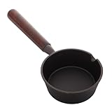 OFFSCH Padella in Ghisa Mini con Manico in Legno Antiaderente per Uova e Crepes Adatta per Forno Induzione Piano Cottura Elettrico e Grill Pentolino Robusto per Porzioni Piccole