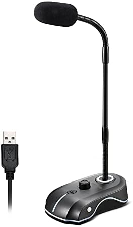 USB Computer Microphone with Mute Button, Hafone Plug &Play Desktop Omnidirectional Condenser Microphone for Pc, 360° Gooseneck Desktop Mic with LED Indicators for Conferencing, YouTube, Gaming, Zoom