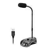 USB Computer Microphone with Mute Button, Hafone Plug &Play Desktop Omnidirectional Condenser Microp