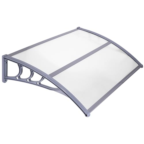 SPRINGOS Marquesina para puerta de casa, balcón, protección contra la lluvia, 150 x 75 x 23 cm, aluminio y policarbonato