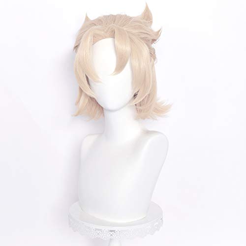Miniatura 2 de Alacos Anime Múltiples Roles Pelucas de Cosplay Resistente al Calor Peluca de Fiesta de Halloween + Gorra Gratis (ALBEDO Beige)