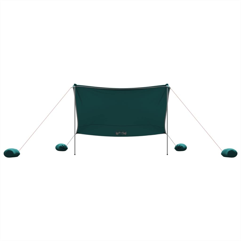 Namiot plażowy w cieniu, niebieski, 214 x 236 cm, składany dach plażowy z ochroną UV 40+, z poliestru, muszla plażowa z drążkami i czterema workami na piasek, lekki i przenośny, w torbie do