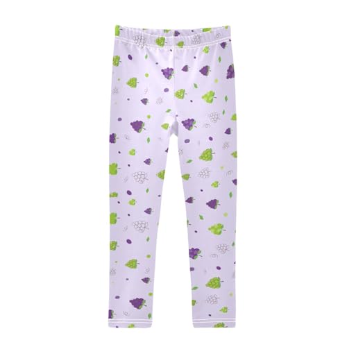 Doodle Pattern of Grape Girls Leggings,Workout Leggings for Girls Toddler Athletic Leggings Size for 3-10T
