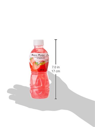 Image of Mogu Mogu Strawberry Juice with Nata de Coco Jelly 320ml (Pack of 18), Refreshing Tropical Thai-Made Sip & Chew Beverage