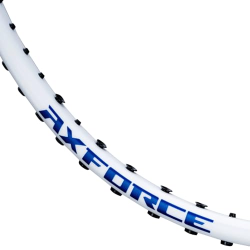Image of Li-Ning Axforce Blast Strung Badminton Racquet for Professional Players|Powerful Smashes|Flexible Shaft|70-75 Grams|Maximum String Tension - 27lbs, White /Blue Sapphire