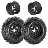 25X8-12 ATV/UTV Mud-Terrain Tires with Rims, 6PR Heavy Duty 6-Ply All Terrain Tires, for ATV/UTV, Four-Wheel Vehicles, Karts, Golf Carts, Flat/Mud Tracks