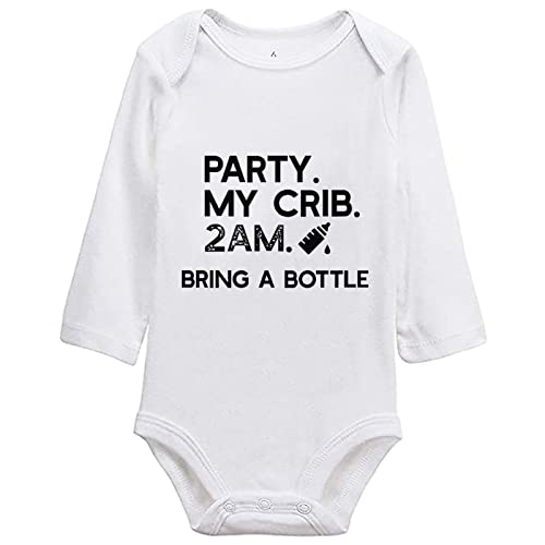 Image of listery Party My Crib Bodysuit Funny Bodysuit Baby Sayings Baby Boy Clothes Party At My Crib 2 Am Bodysuits Baby Girl Clothes