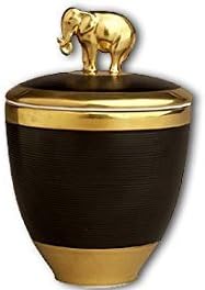 L'objet - 14K Gold Black Elephant Limoges Porcelain Candle