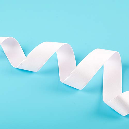 image for LIUYAXI Solid Color Double Faced White Satin Ribbon 1/2
