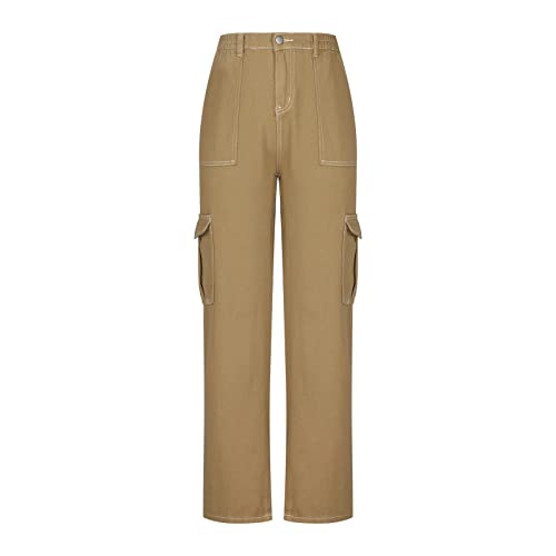 Womens Cargo Pants Parachute Wide Leg Pants Y2K Teen Girls Low Waisted Elastic Baggy Trendy Streetwear Jogger Pants4