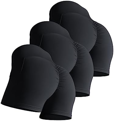 3 Piece Workout Shorts for Women High Waisted Scrunch Biker Shorts Butt Lifting Tummy Control Yoga Gym Shorts with Pockets