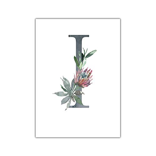 Affiche Lettre I personnalisee prenom cadeau de naissance ideal pour chambre de fille