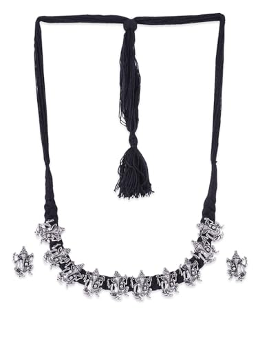Gargantilla plata alemana negra y plateada para looks de noche elegantes