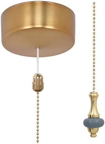 ElekTek Premium Brushed Brass Bathroom Light Pull Cord Switch Kit ...