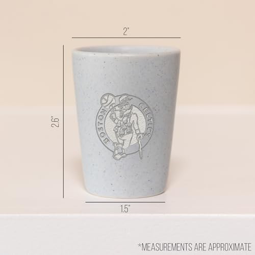Rico Industries NBA Basketball Boston Celtics Baby Blue 2oz Ceramic Shot Glass for Fans, Laser Engraved In Trendy Color Single Shot Glass - image 6