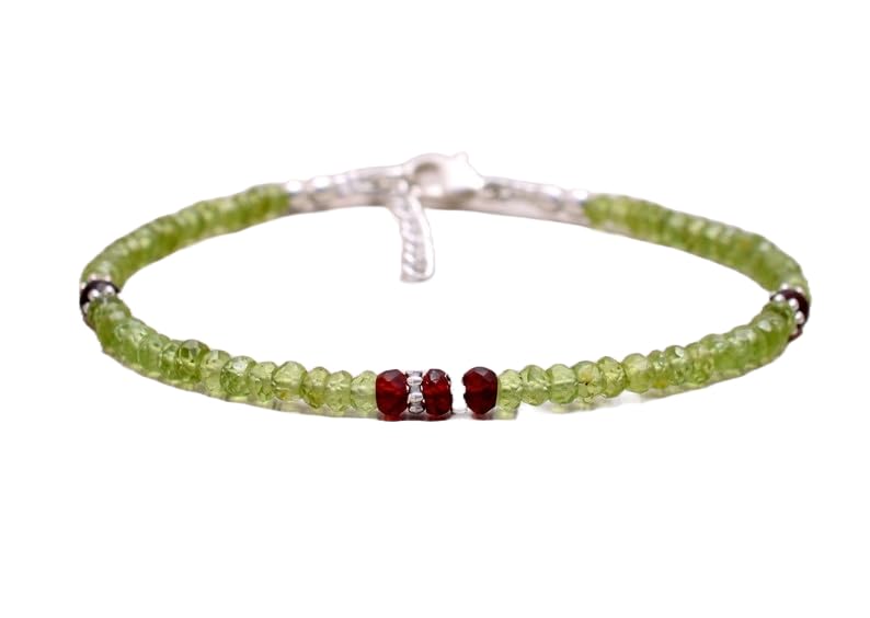 Bracelet Grenat Argent 925 LKBEADS, Bijoux Fins en Pierres Naturelles Facettées pour Femme