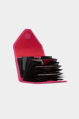 Image of grande 3639 Card Cases, Pink, Small, Leather Card Holder With Magnetic Closure, Small Women Accordion Wallet