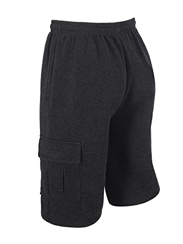 Men's Sweat Shorts Below The Knee Fleece Cargo Shorts Elastic Waist Workout Jogger Sweatpant Shorts with Pockets3