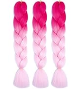 Eugenia Jumbo Braiding Hair 3pcs ombre pink/light pink Synthetic Ombre braiding Hair Kanekalon Br...