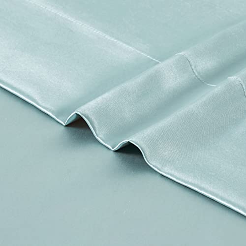 Oaysa Silk Satin Bed Sheets, Queen Size Sheets Set, Ultra Soft Silky Bedding Set With 18'' Extra Deep Pocket Fitted Sheet For High Mattress (Queen, Aqua) #TOP5
