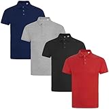 True Face Mens Polo Shirt Plain Tshirt Short Sleeve Summer Work Pique T Shirt Workwear Adult Tee Classic Casual Top Plain Set 3-4 Pack XXL