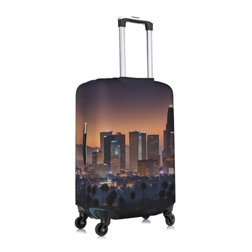 Los Angeles Skyline Print Travel Elastic Suitcase Luggage Baggage Cover Protector, Washable And Anti-Scratch3