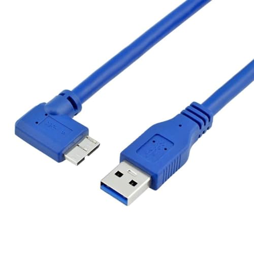 Bluwee SuperSpeed USB 3.0 Cable - Type A Male to Right Angle Micro-B Cord - 2 Feet(0.6 Meters) - Round Blue Bluwee SuperSpeed USB 3.0 Cable - Type A Male to Right Angle Micro-B Cord - 2 Feet(0.6 Meters) - Round Blue
