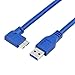 Bluwee SuperSpeed USB 3.0 Cable - Type A Male to Right Angle Micro-B Cord - 2 Feet(0.6 Meters) - Round Blue