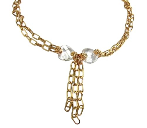 Collier grosse chaîne en gold filled et cristal TWIST, le cadeau idéal