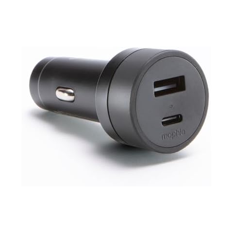 mophie 42W Dual USB-C + USB-A Car Charger, Universal AUX Compatibility, LED Indicator, Fast Charging, Multi-Device Cover
