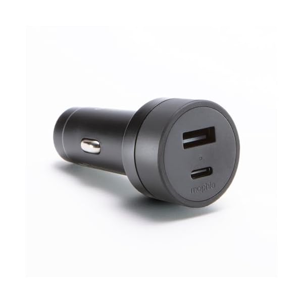 mophie 42W Dual USB-C + USB-A Car Charger, Universal AUX Compatibility, LED Indicator, Fast Charging, Multi-Device