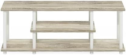 Furinno TURN-N-TUBE TV Stand, 3-Tier Entertainment Center with Open Shelves, TV Console for TV up to 50 Inch, for Living Room, Bedroom, Oak