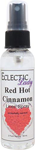 Red Hot Cinnamon Linen Spray (Double Strength), 2 ounces - Eclectic Lady Sheet and Linen Spray - No Artificial Colors, Parabens, or Preservatives - Long-Lasting Scent for Bed, Fabric & Pillow