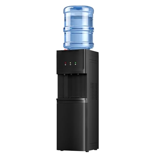Image of Euhomy Top Loading Water Dispenser for 3 & 5 Gallon Bottles, Hot & Cold Water Cooler with Warm Water, Child Safety Lock, LED Indicators, Top Load Water Cooler for Home & Office, Black