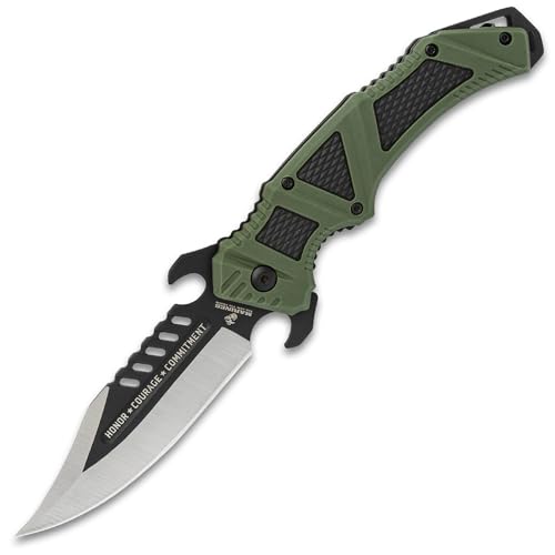 USMC Desert Ops Pocket Knife | 4" Blade | 9" Overall | TPR and TPU Handle