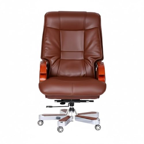 Image of Lakdi The Furniture High Back Director & Executive Chair for Office Made in Plyboard with Leatherette and Soft Padded & Fixed Armrest & Revolving and Swivel Base, Recliner Chair - 111011327 Brown