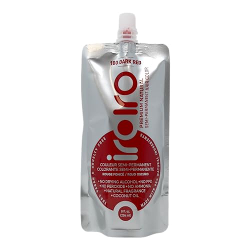 IROIRO Premium Natural Semi-Permanent Hair Color 100 Dark Red (8oz)